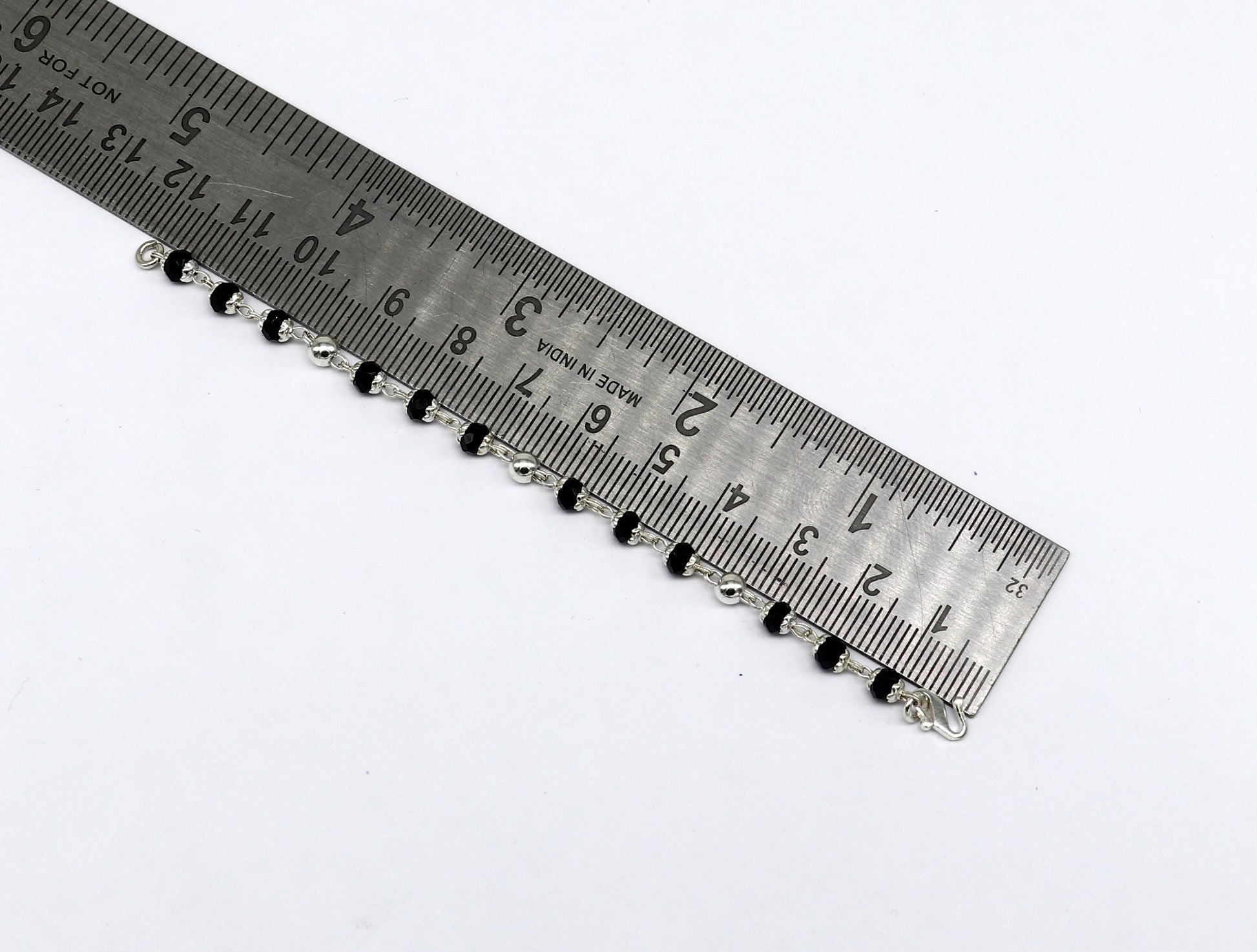 925 sterling silver customized black beads Nazariya bracelet, protect from evil eyes, new born baby bracelet stylish jewelry from india bbr9 - TRIBAL ORNAMENTS