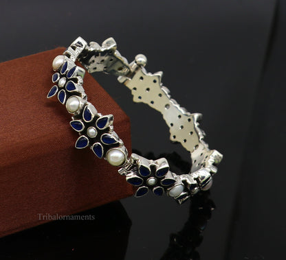 925 sterling silver customized design wedding anniversary gifting cut stone bangle bracelet gorgeous vintage tribal jewelry nba164 - TRIBAL ORNAMENTS
