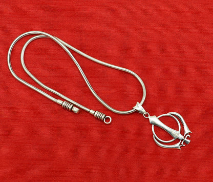 925 sterling silver Khalsa Waheguru symbol pendant featuring customized design, ideal for blessing jewelry from TRIBAL ORNAMENTS.