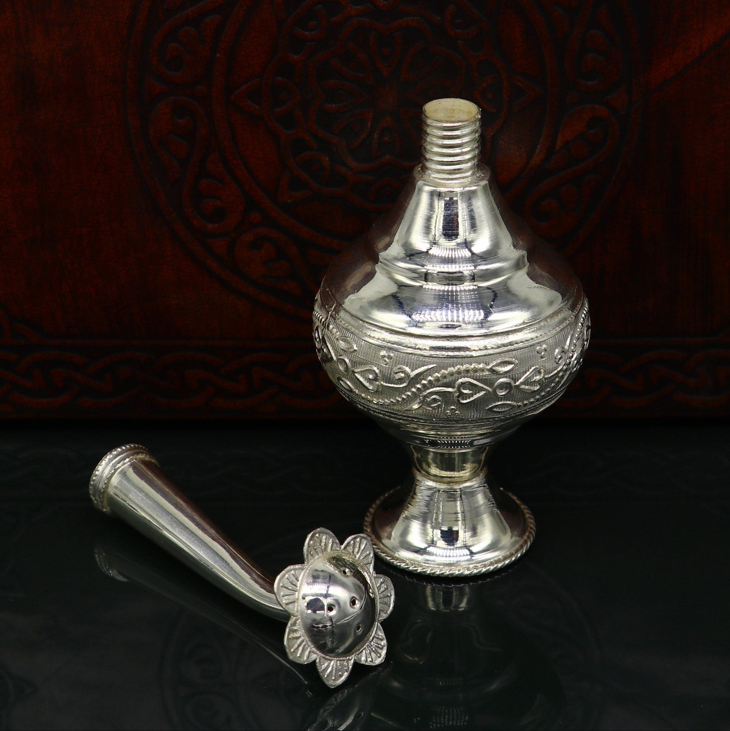 925 sterling silver customized design silver spray bottle, silver perfume bottle, royal style spray article, puja utensils, best gift su164 - TRIBAL ORNAMENTS