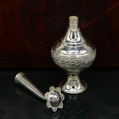 925 sterling silver customized design silver spray bottle, silver perfume bottle, royal style spray article, puja utensils, best gift su164 - TRIBAL ORNAMENTS