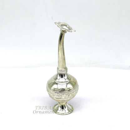 925 sterling silver customized perfume spray bottle with royal style design, ideal for puja utensils or as a gift by TRIBAL ORNAMENTS.