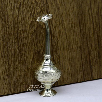 925 sterling silver customized perfume spray bottle with royal style design, ideal as a puja utensil or elegant gift by TRIBAL ORNAMENTS.