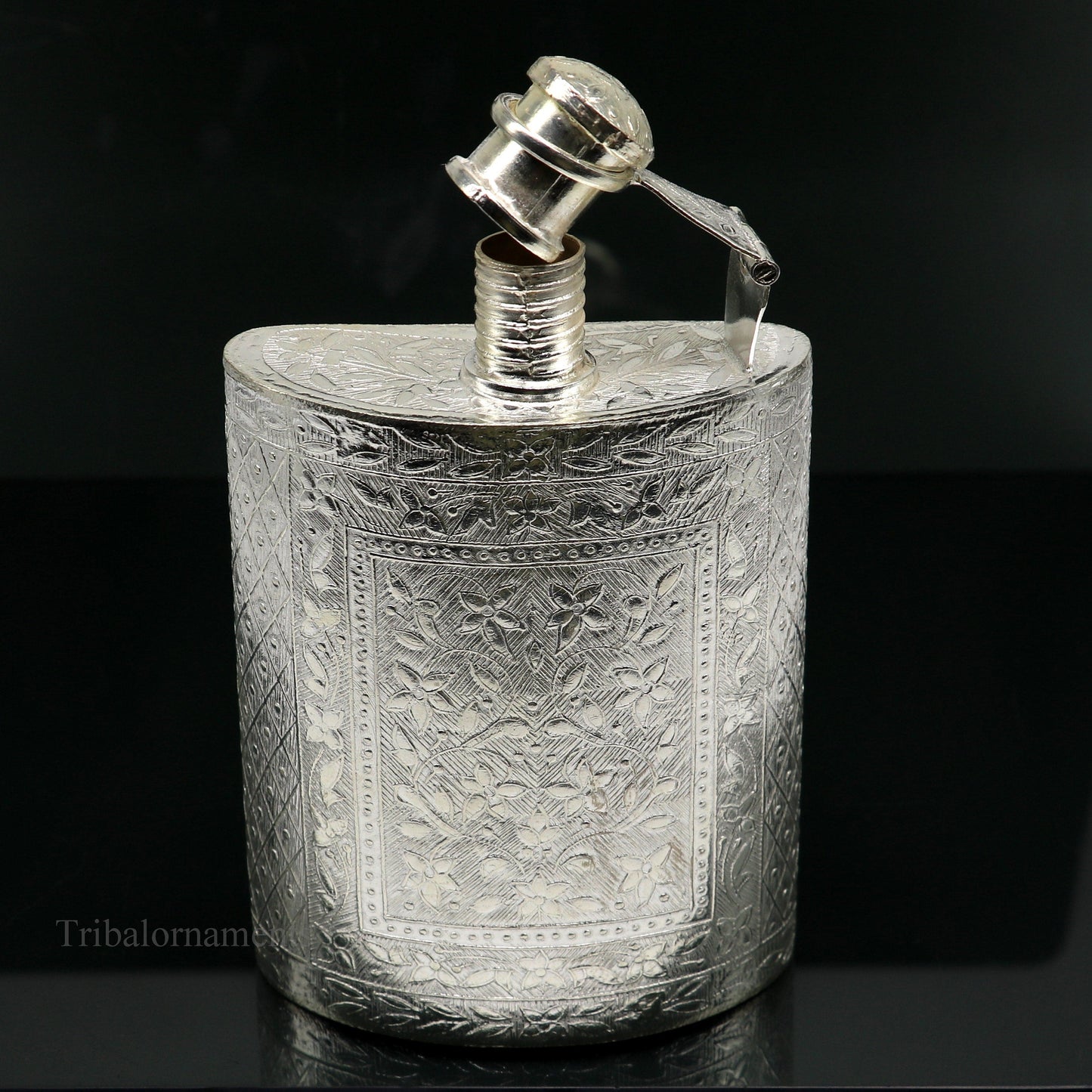 925 sterling silver customized design silver wine bottle, silver drink bottle, royal style silver article, gifting silver utensils  su423 - TRIBAL ORNAMENTS