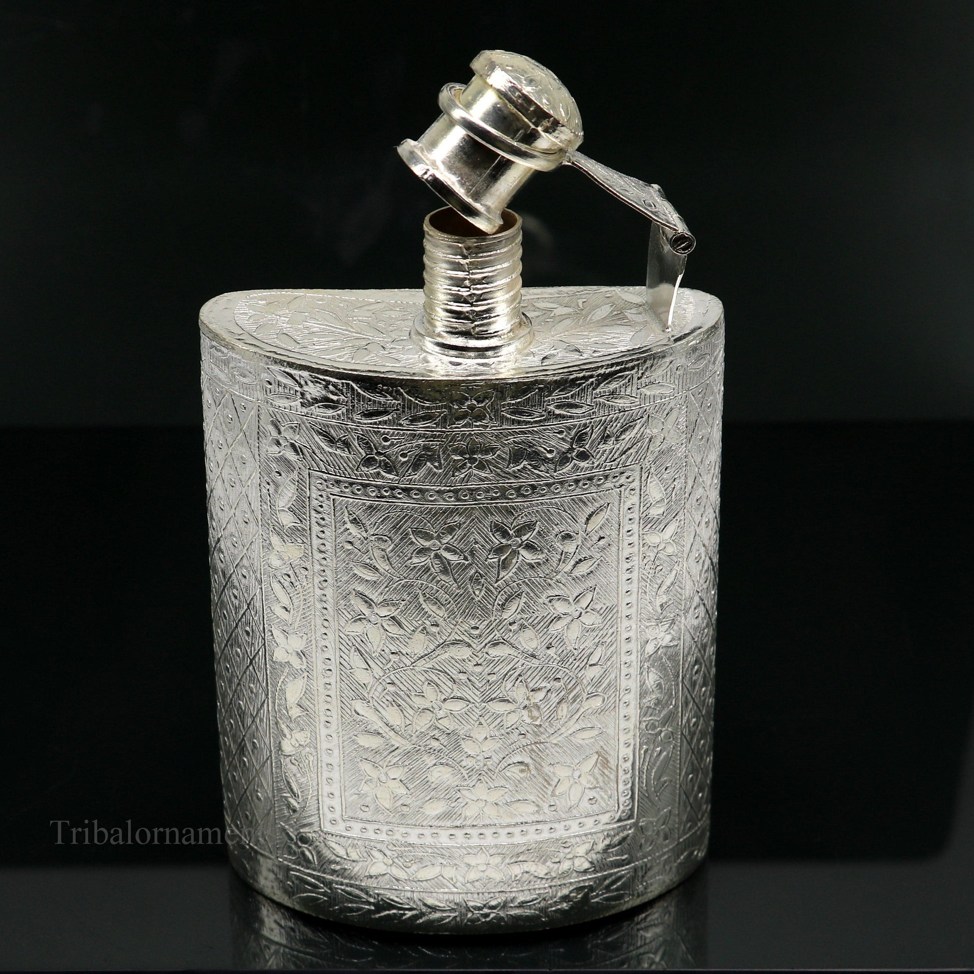 925 sterling silver customized design silver wine bottle, silver drink bottle, royal style silver article, gifting silver utensils  su423 - TRIBAL ORNAMENTS