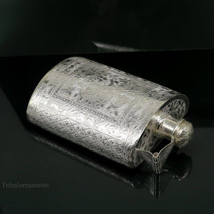 925 sterling silver customized design silver wine bottle, silver drink bottle, royal style silver article, gifting silver utensils  su423 - TRIBAL ORNAMENTS