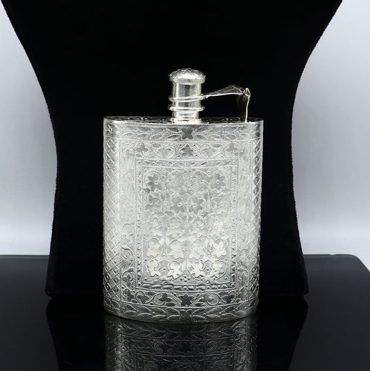 925 sterling silver customized design silver wine bottle, silver drink bottle, royal style silver article, gifting silver utensils  sv260 - TRIBAL ORNAMENTS
