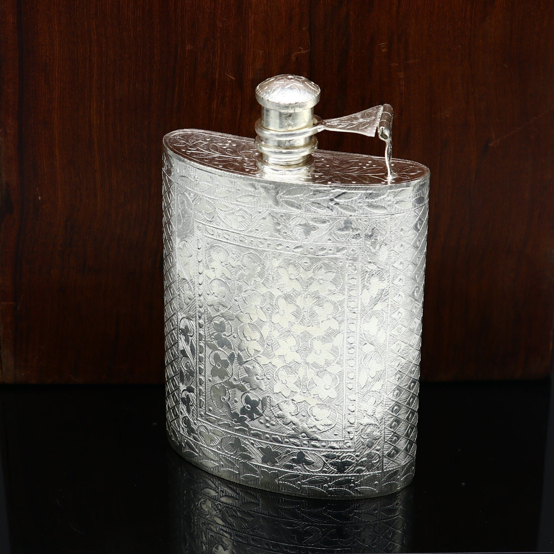 925 sterling silver customized design silver wine bottle, silver drink bottle, royal style silver article, gifting silver utensils  sv260 - TRIBAL ORNAMENTS