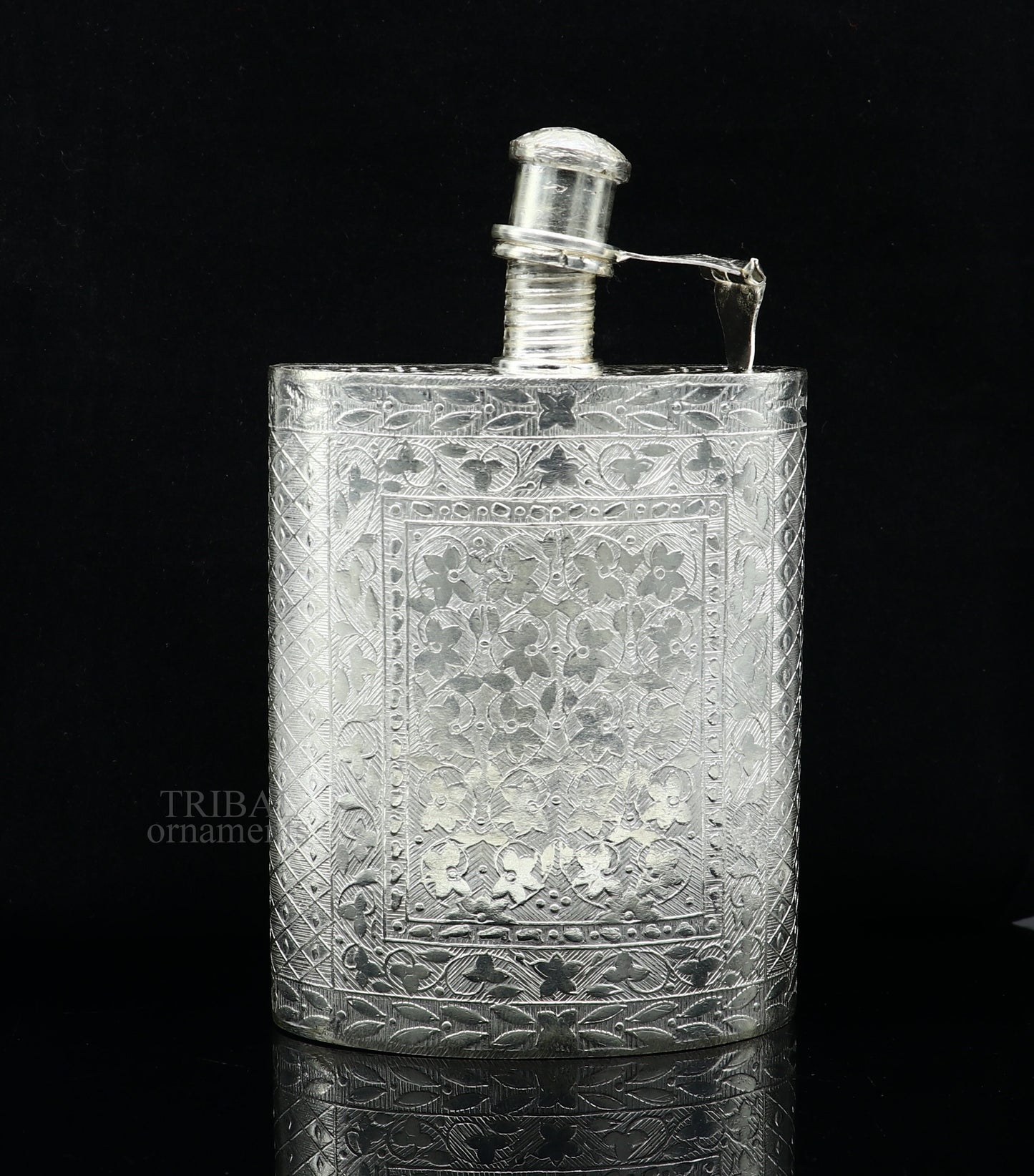 925 sterling silver customized design silver wine bottle, silver drink bottle, royal style silver article, gifting silver utensils  sv260 - TRIBAL ORNAMENTS