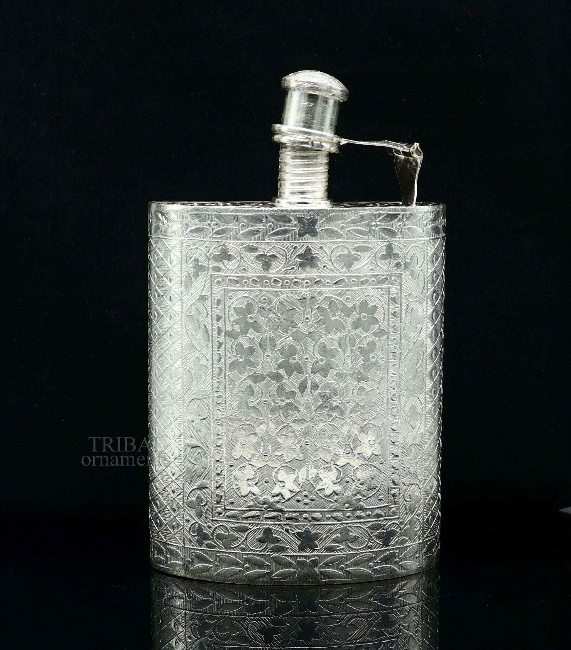 925 sterling silver customized design silver wine bottle, silver drink bottle, royal style silver article, gifting silver utensils  sv260 - TRIBAL ORNAMENTS