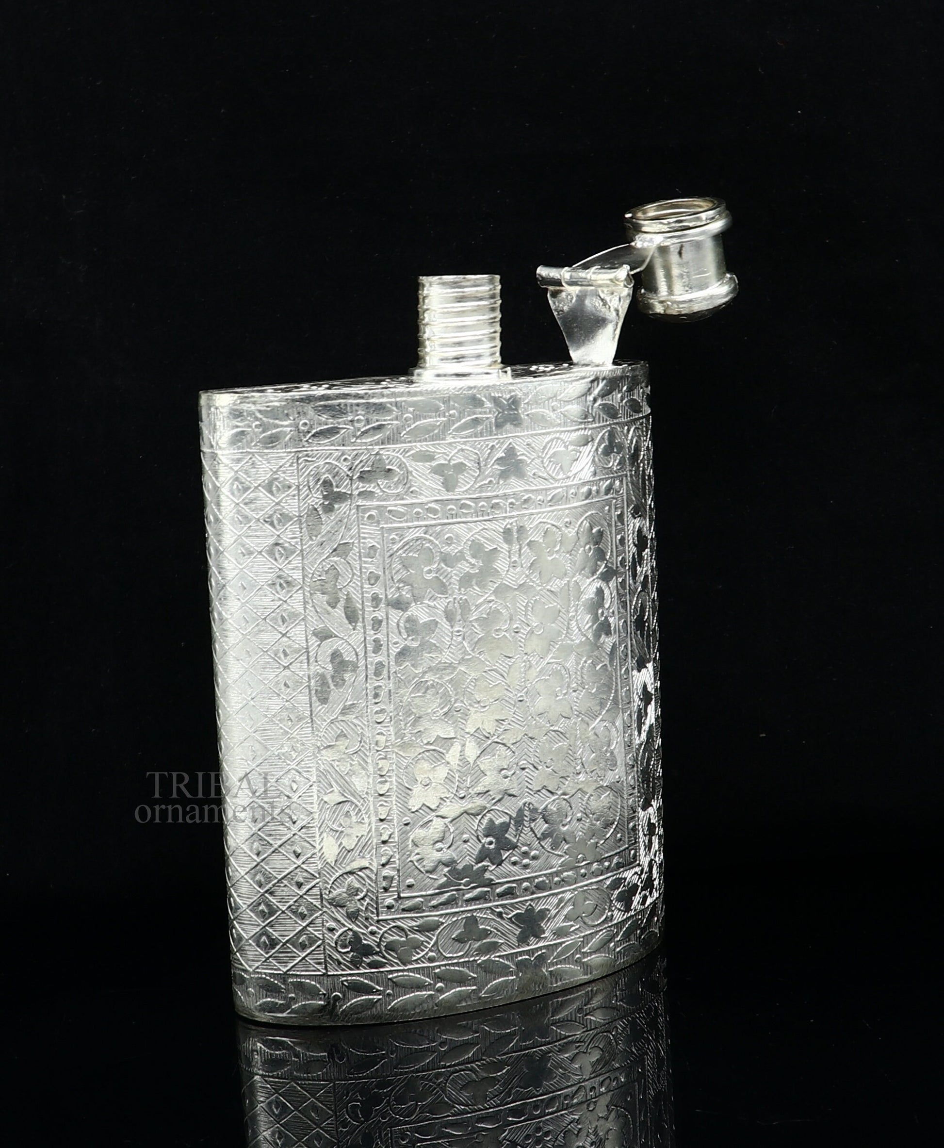 925 sterling silver customized design silver wine bottle, silver drink bottle, royal style silver article, gifting silver utensils  sv260 - TRIBAL ORNAMENTS