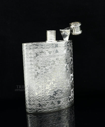 925 sterling silver customized design silver wine bottle, silver drink bottle, royal style silver article, gifting silver utensils  sv260 - TRIBAL ORNAMENTS