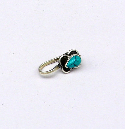 925 sterling silver customized design turquoise nose pin, clip on nose pin, un piercing nose pin, plug ,best Bollywood stylish jewelry np95 - TRIBAL ORNAMENTS