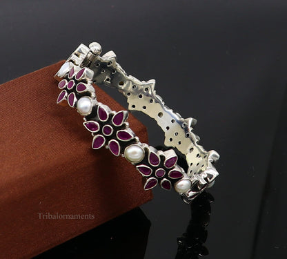 925 sterling silver customized design wedding anniversary gifting cut stone bangle bracelet gorgeous vintage tribal jewelry nba165 - TRIBAL ORNAMENTS