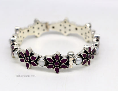 925 sterling silver customized design wedding anniversary gifting cut stone bangle bracelet gorgeous vintage tribal jewelry nba165 - TRIBAL ORNAMENTS