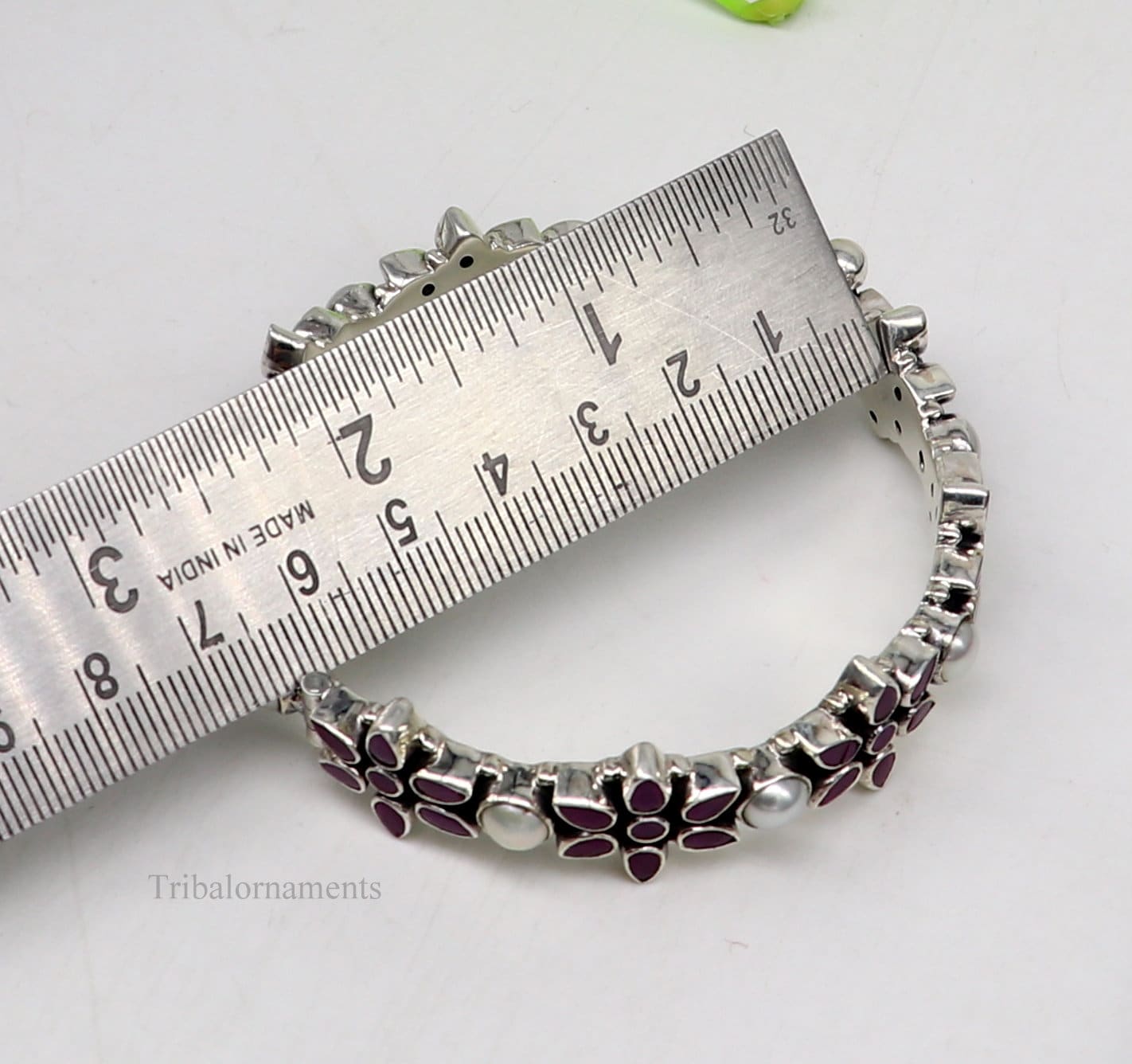 925 sterling silver customized design wedding anniversary gifting cut stone bangle bracelet gorgeous vintage tribal jewelry nba165 - TRIBAL ORNAMENTS