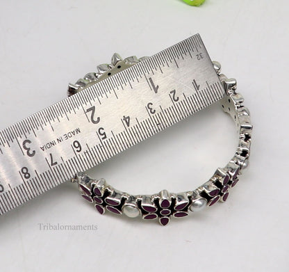 925 sterling silver customized design wedding anniversary gifting cut stone bangle bracelet gorgeous vintage tribal jewelry nba165 - TRIBAL ORNAMENTS