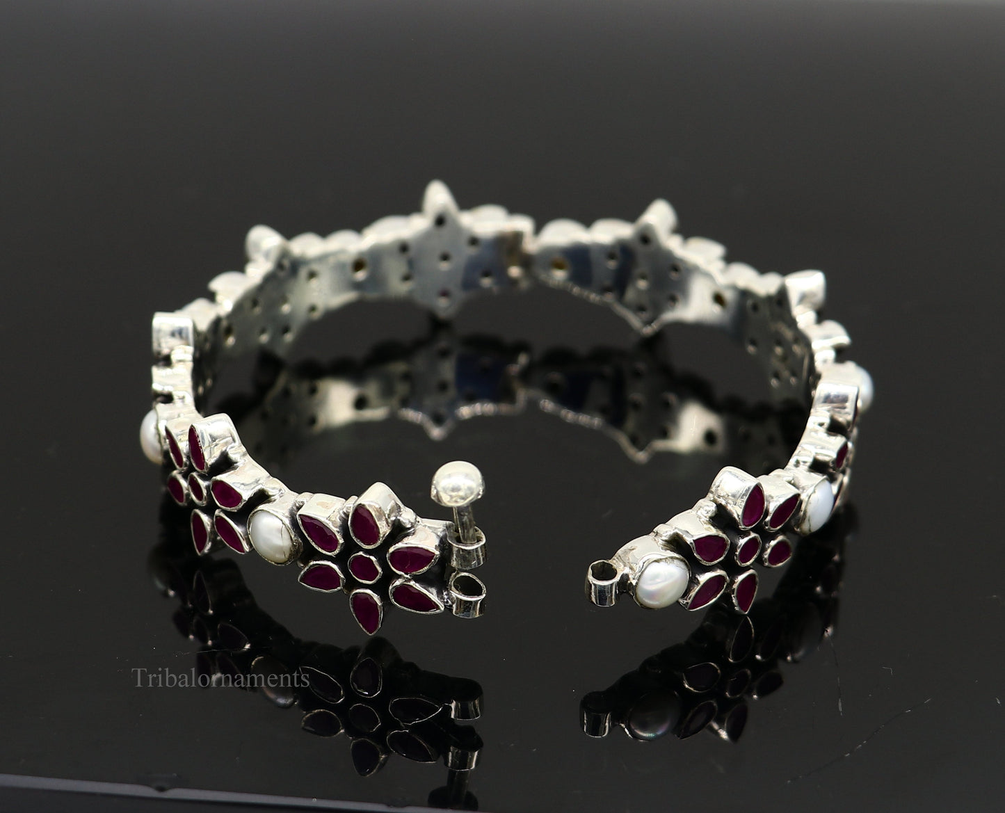 925 sterling silver customized design wedding anniversary gifting cut stone bangle bracelet gorgeous vintage tribal jewelry nba165 - TRIBAL ORNAMENTS