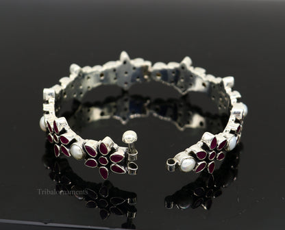 925 sterling silver customized design wedding anniversary gifting cut stone bangle bracelet gorgeous vintage tribal jewelry nba165 - TRIBAL ORNAMENTS
