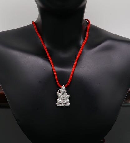 Sterling silver Ganesha idol pendant by TRIBAL ORNAMENTS, unisex jewelry with customized design, stylish Indian-inspired accessory.