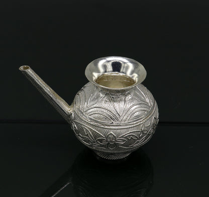 925 sterling silver customized designer puja kalash, fabulous silver utensils with nozzles, karwa chauth kalash jar , puja article su163 - TRIBAL ORNAMENTS
