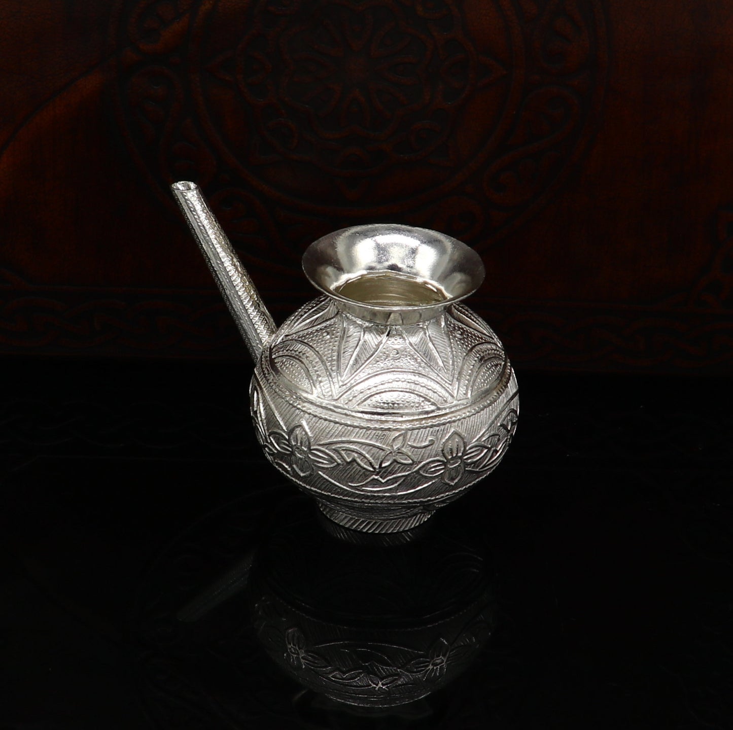 925 sterling silver customized designer puja kalash, fabulous silver utensils with nozzles, karwa chauth kalash jar , puja article su163 - TRIBAL ORNAMENTS