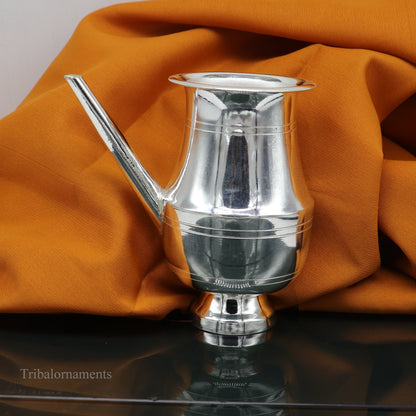 925 sterling silver customized designer puja kalash, lord shiva silver utensils with nozzles, karwa chauth kalash jar , puja article su441 - TRIBAL ORNAMENTS