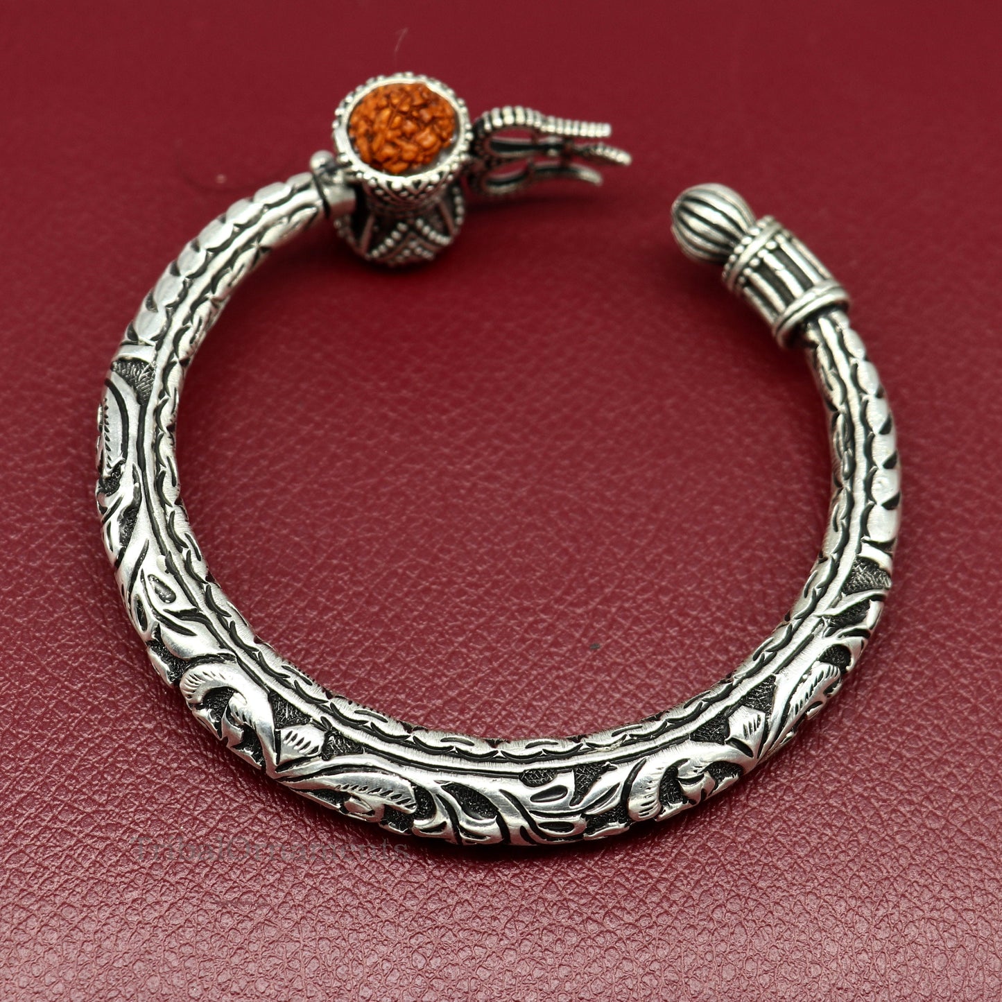 925 sterling silver customized Shiva trident stunning bangle men's bracelet, excellent Nakshi work men's gifting jewelry from India nssk392 - TRIBAL ORNAMENTS