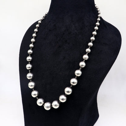Sterling silver beaded necklace by TRIBAL ORNAMENTS, stylish custom design perfect for brides, weddings, and anniversaries.