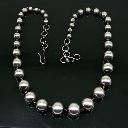 Sterling silver beaded necklace by TRIBAL ORNAMENTS, customized stylish design perfect for brides and wedding anniversaries.