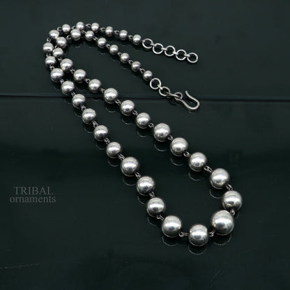 Sterling silver beaded necklace by TRIBAL ORNAMENTS, stylish and customized jewelry perfect for brides or wedding anniversaries.