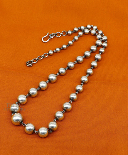 Sterling silver beaded necklace by TRIBAL ORNAMENTS, stylish and customized, perfect for brides and wedding anniversary gifts.