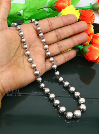 Sterling silver beaded necklace by TRIBAL ORNAMENTS, stylish tribal jewelry set ideal for brides and wedding anniversaries.