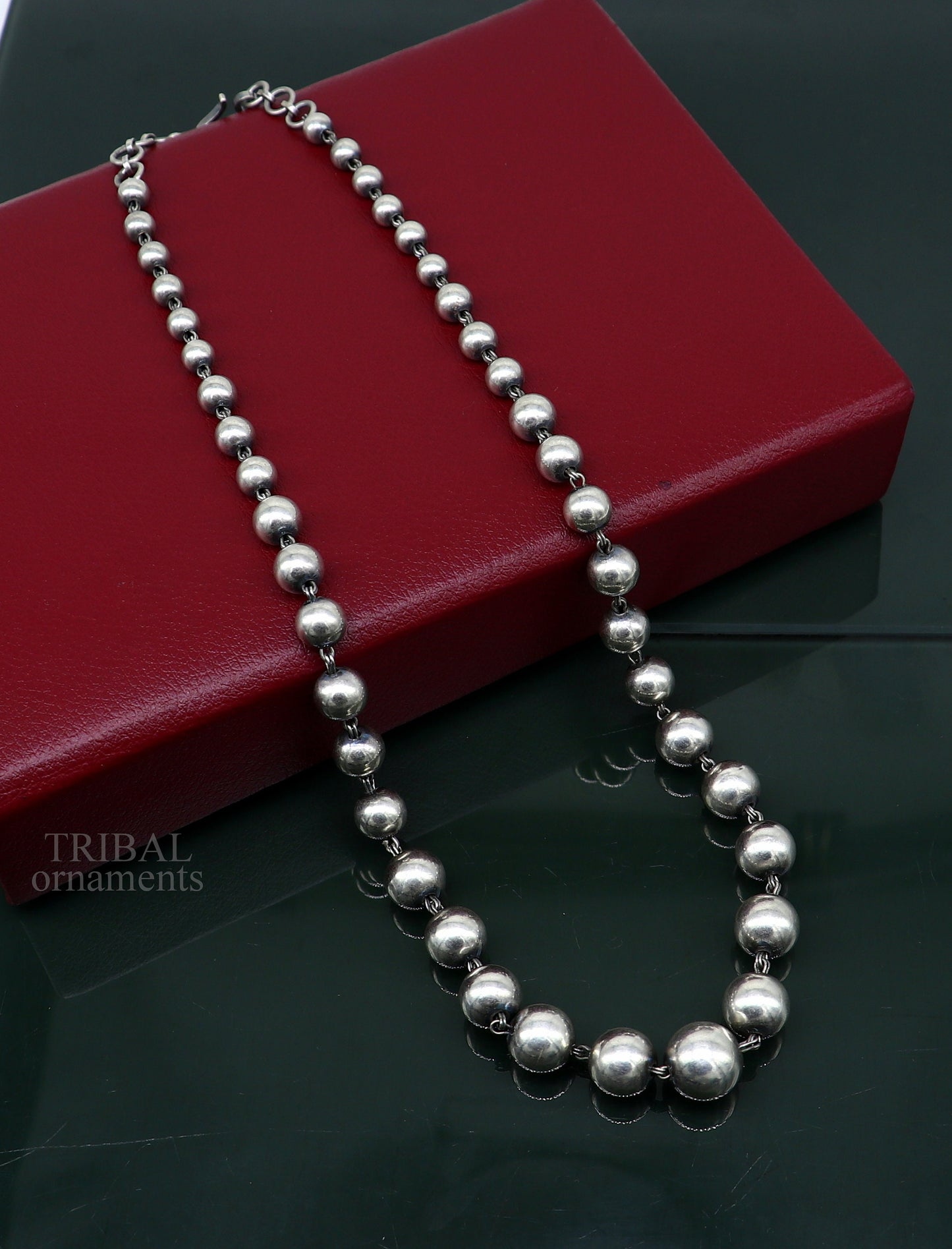 925 sterling silver customized stylish beaded necklace, excellent brides gifting wedding anniversary necklace tribal jewelry set293 - TRIBAL ORNAMENTS