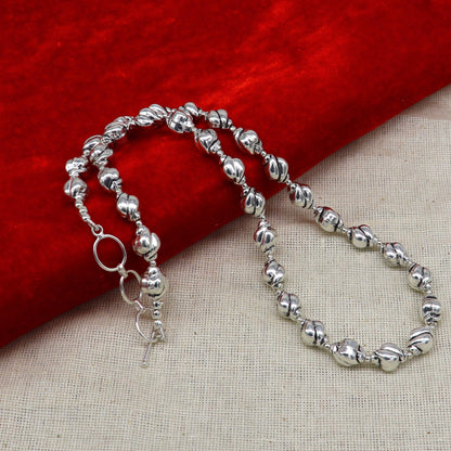 Sterling silver vintage beaded necklace by TRIBAL ORNAMENTS, stylish brides jewelry, perfect for weddings and special occasions.