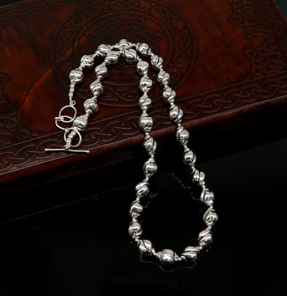 Sterling silver vintage beaded necklace by TRIBAL ORNAMENTS, stylish wedding brides jewelry, custom design, trendy choker necklace.