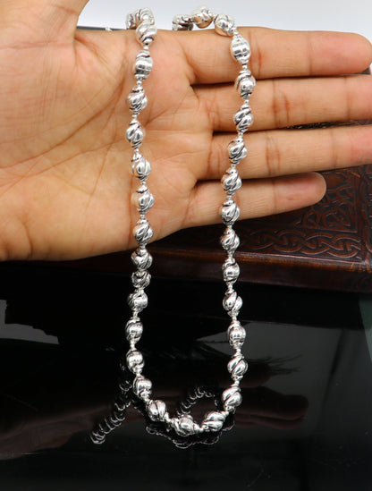 Sterling silver vintage beaded necklace by TRIBAL ORNAMENTS, stylish wedding jewelry, customizable bridal choker with intricate design.