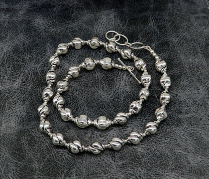 Sterling silver vintage beaded necklace by TRIBAL ORNAMENTS, stylish wedding jewelry, customized design, perfect choker for brides.