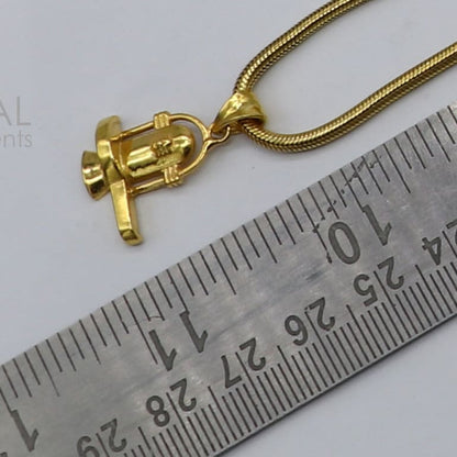 925 sterling silver Lord Shiva Lingam pendant with gold polish, Hindu idol jewelry, unisex locket, perfect for gifting.