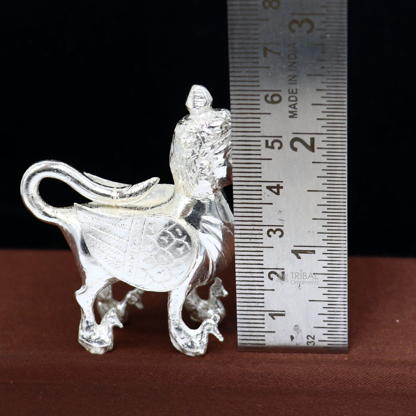 925 sterling silver Divine Kamdhenu cow, deity's cow, wishing cow, silver worshipping puja article from india art637 - TRIBAL ORNAMENTS