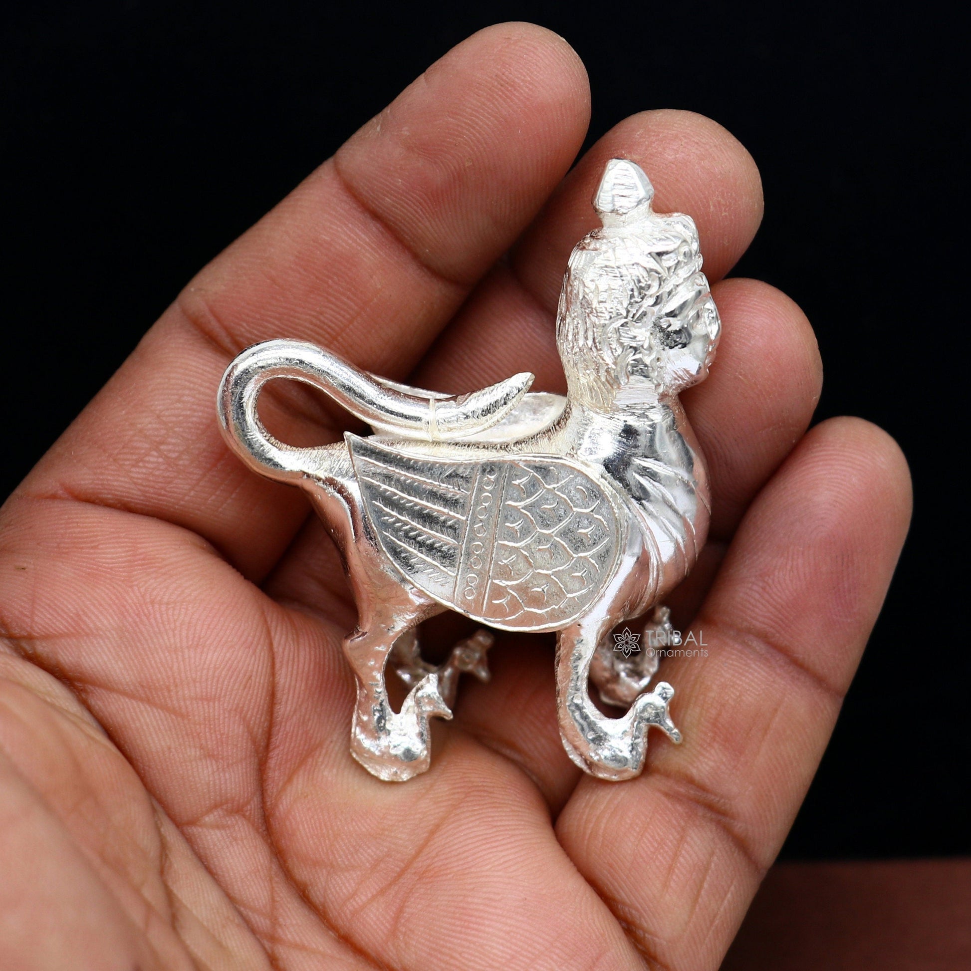 925 sterling silver Divine Kamdhenu cow, deity's cow, wishing cow, silver worshipping puja article from india art637 - TRIBAL ORNAMENTS