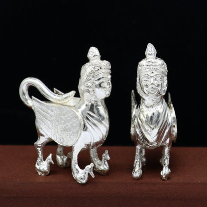 925 sterling silver Divine Kamdhenu cow, deity's cow, wishing cow, silver worshipping puja article from india art637 - TRIBAL ORNAMENTS