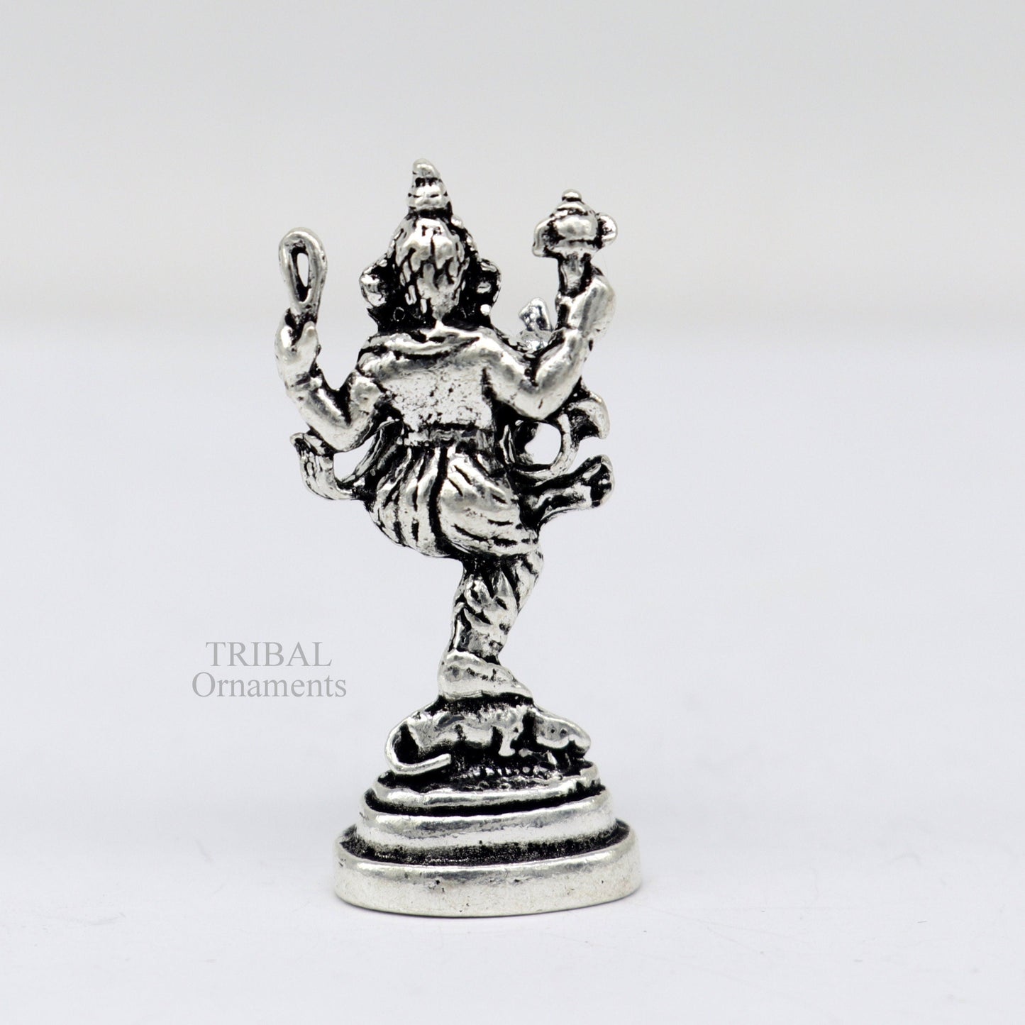 925 Sterling silver Divine lord Ganesha dancing statue art, best puja figurine for home temple for wealth and prosperity gift art art525 - TRIBAL ORNAMENTS