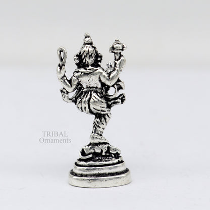 925 Sterling silver Divine lord Ganesha dancing statue art, best puja figurine for home temple for wealth and prosperity gift art art525 - TRIBAL ORNAMENTS