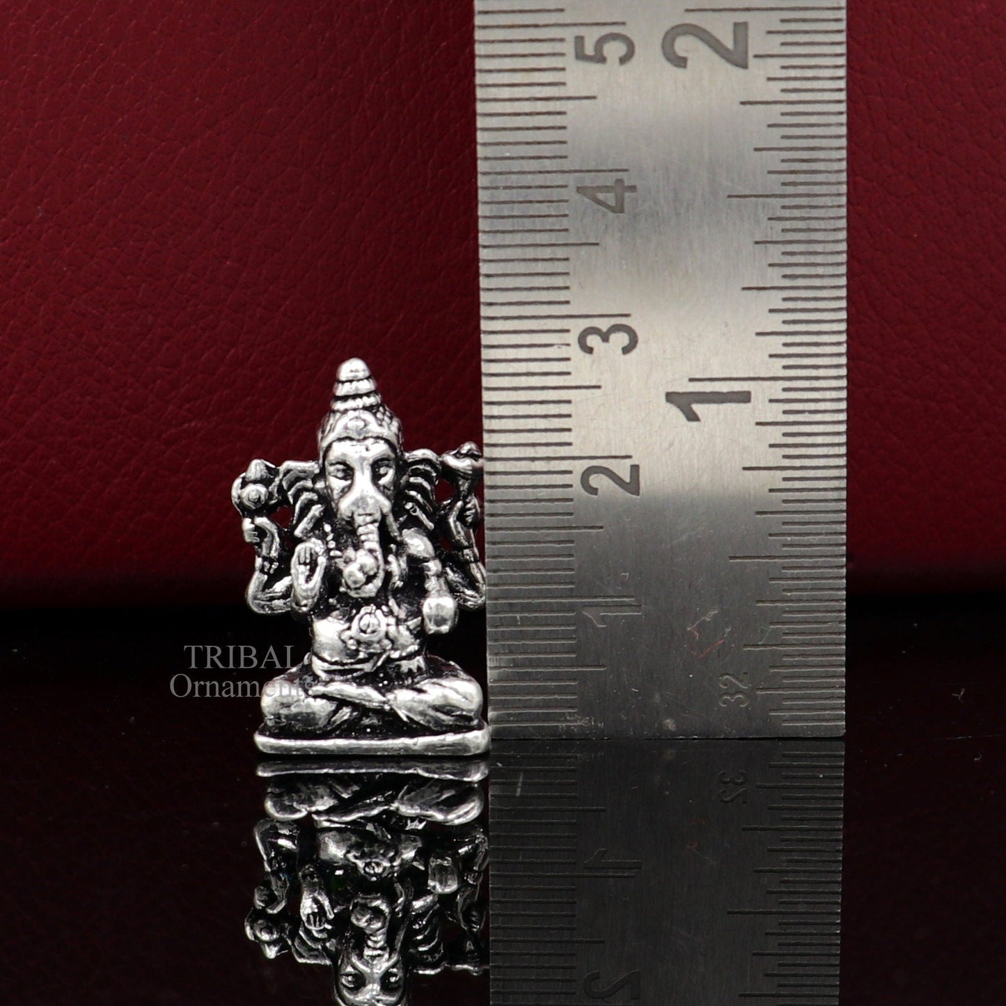 925 Sterling silver Divine lord Ganesha statue art, best puja figurine for home temple for wealth and prosperity gift art art524 - TRIBAL ORNAMENTS