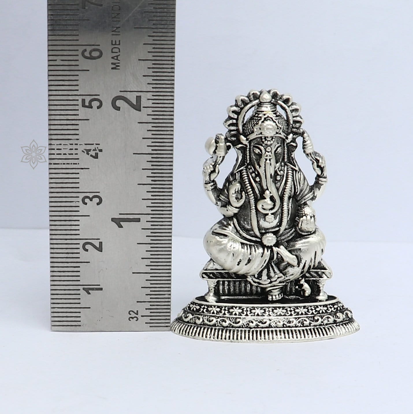 925 Sterling silver Divine lord idol Ganesha statue art, best puja figurine for home temple for wealth and prosperity art729 - TRIBAL ORNAMENTS