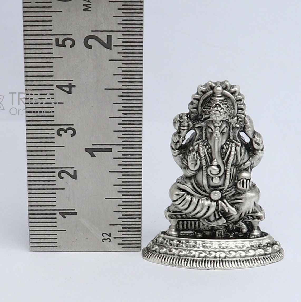 925 Sterling silver Divine lord idol Ganesha statue art, best puja figurine for home temple for wealth and prosperity art731 - TRIBAL ORNAMENTS