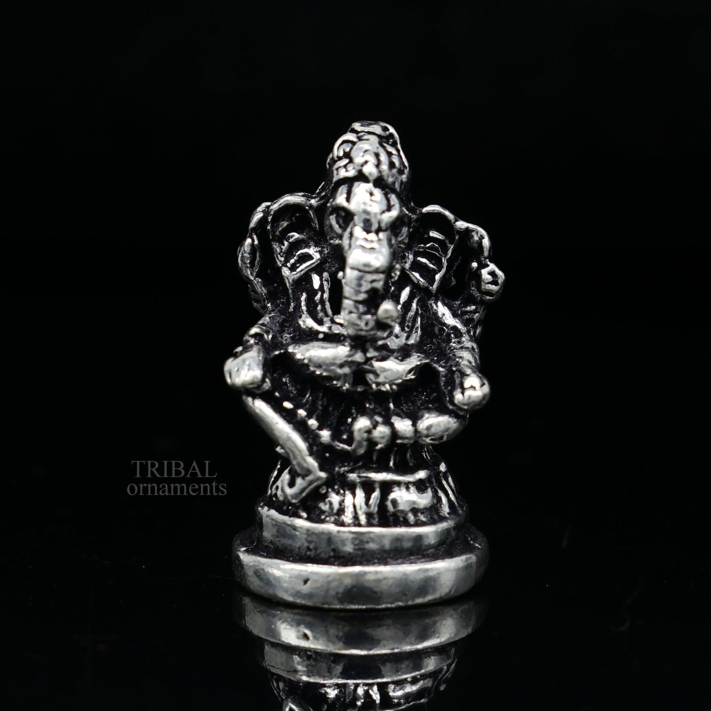 925 Sterling silver Divine lord idol Ganesha statue art, best puja figurine for home temple for wealth and prosperity gift art art520 - TRIBAL ORNAMENTS