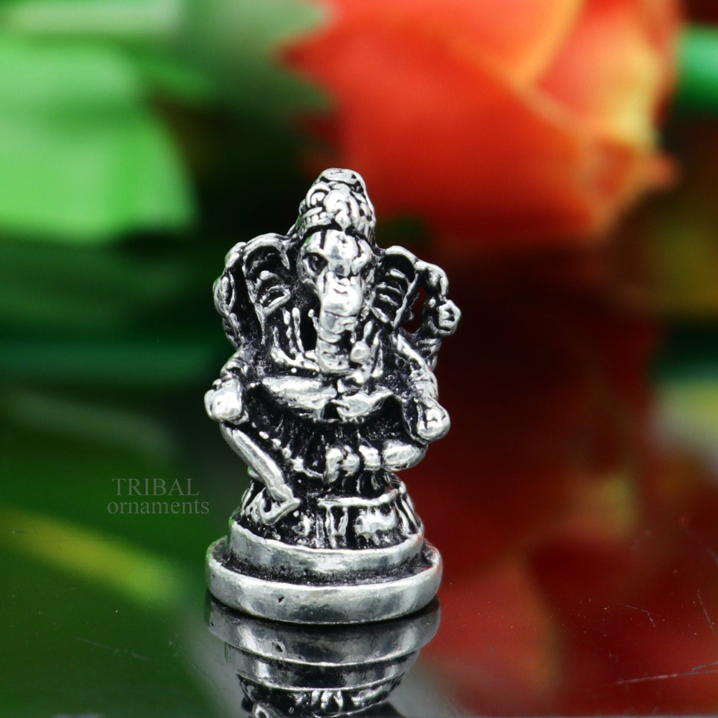 925 Sterling silver Divine lord idol Ganesha statue art, best puja figurine for home temple for wealth and prosperity gift art art520 - TRIBAL ORNAMENTS
