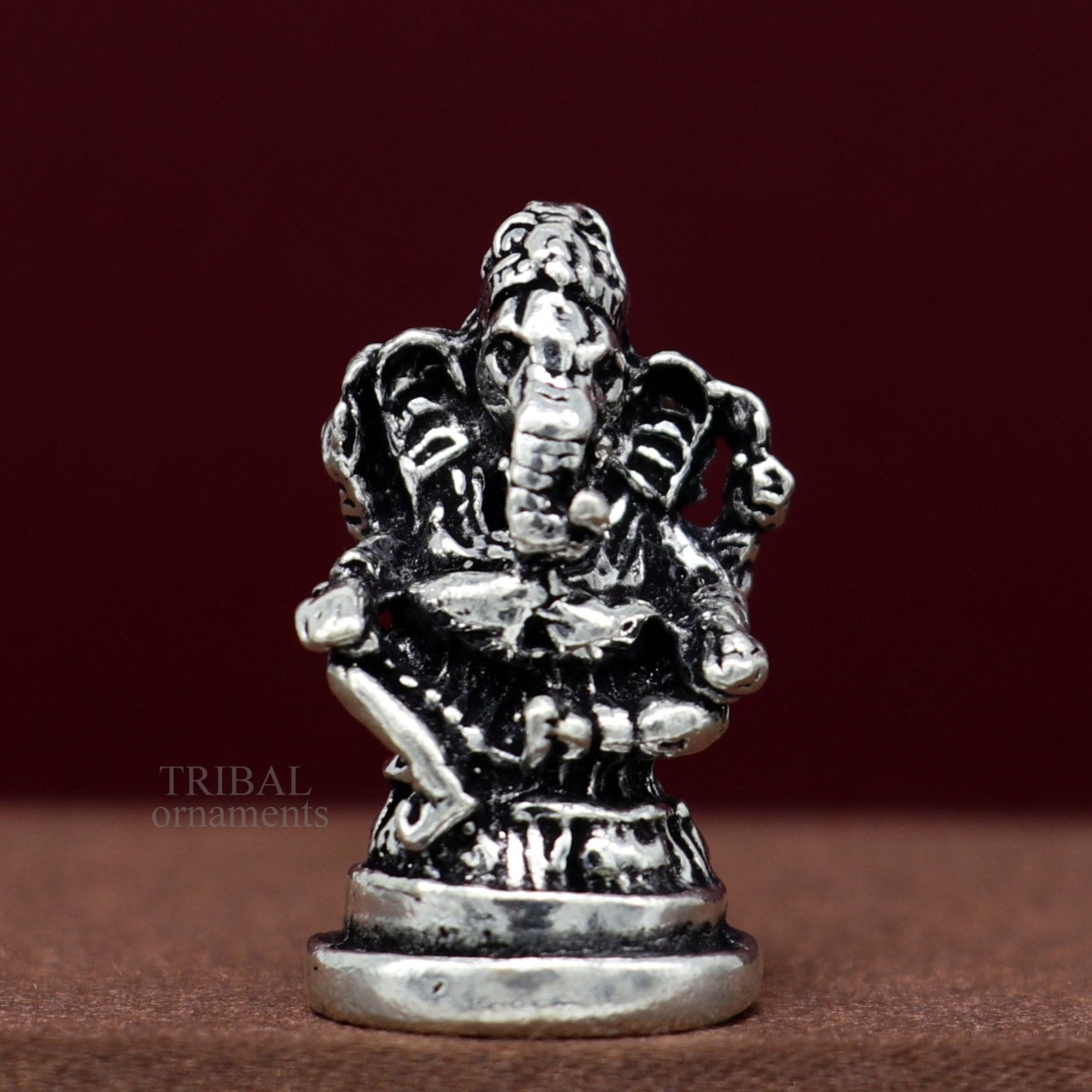 925 Sterling silver Divine lord idol Ganesha statue art, best puja figurine for home temple for wealth and prosperity gift art art520 - TRIBAL ORNAMENTS